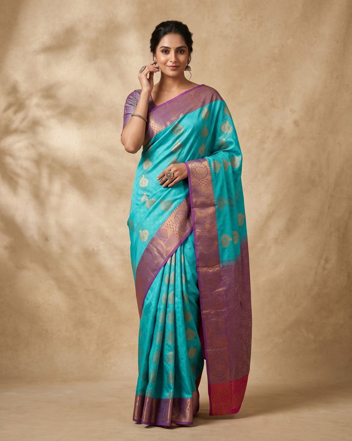 Sagara - turquoise Blue Tana Art Saree