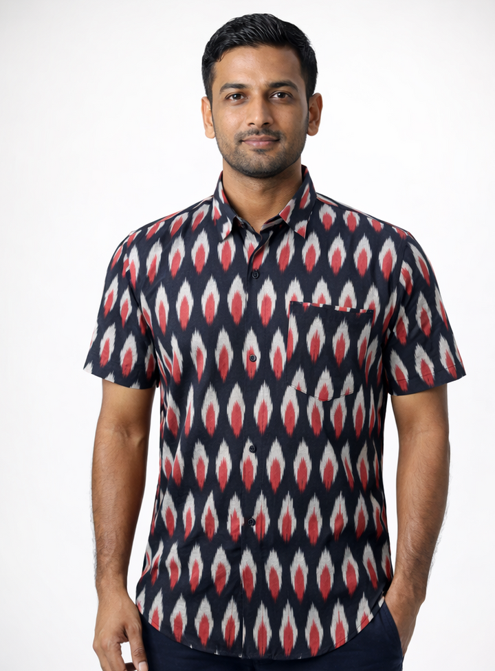 Men’s Traditional Ikath Printed Half Sleeve Shirt. Men's Shirt