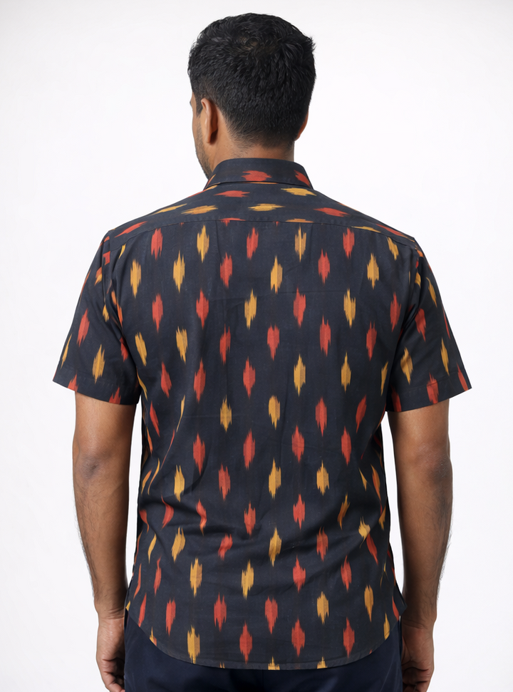 Men’s Traditional Ikath Printed Half Sleeve Shirt
