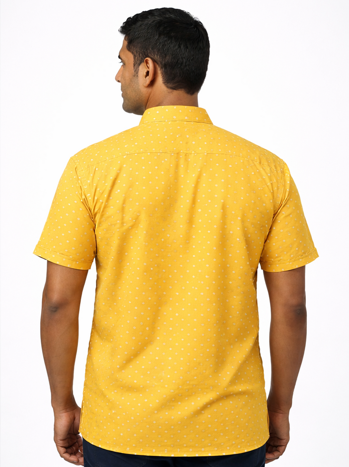 Men’s Traditional Chanderi Cotton Printed Half Sleeve Kurta