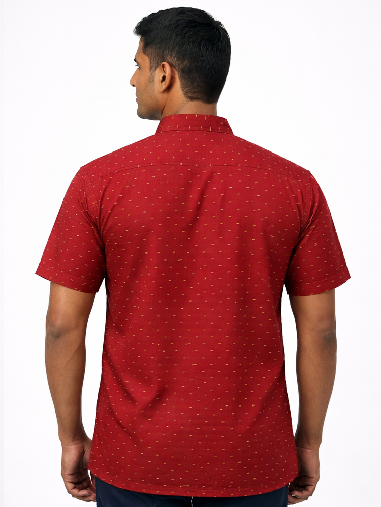 Men’s Traditional Chanderi Cotton Printed Half Sleeve Kurta