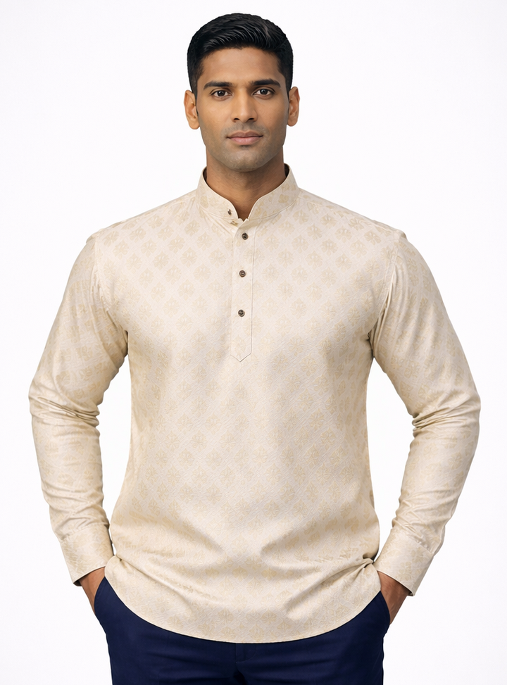 Men’s Traditional Jacquard Fabric Full Sleeve Kurta