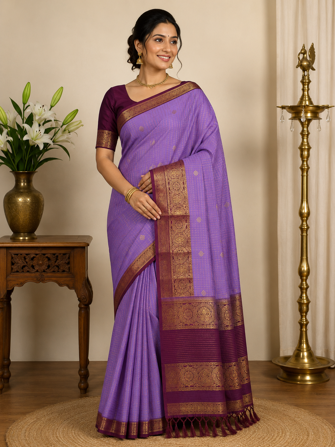 Art Silk Saree – Woven zari butta