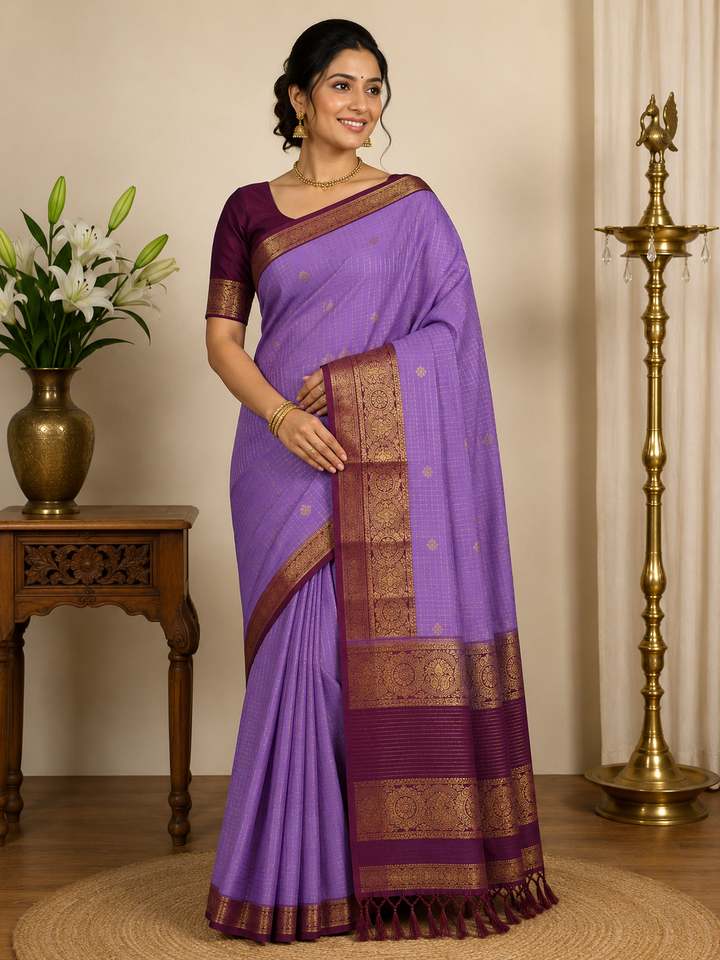 Art Silk Saree – Woven zari butta