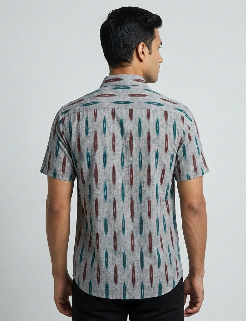 Men’s Traditional Ikath Printed Half Sleeve Shirt. Men's Shirt