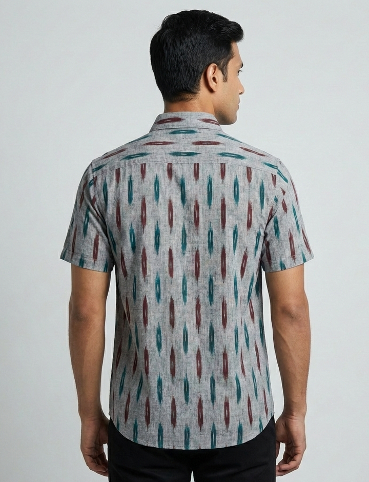 Men’s Traditional Ikath Printed Half Sleeve Shirt. Men's Shirt