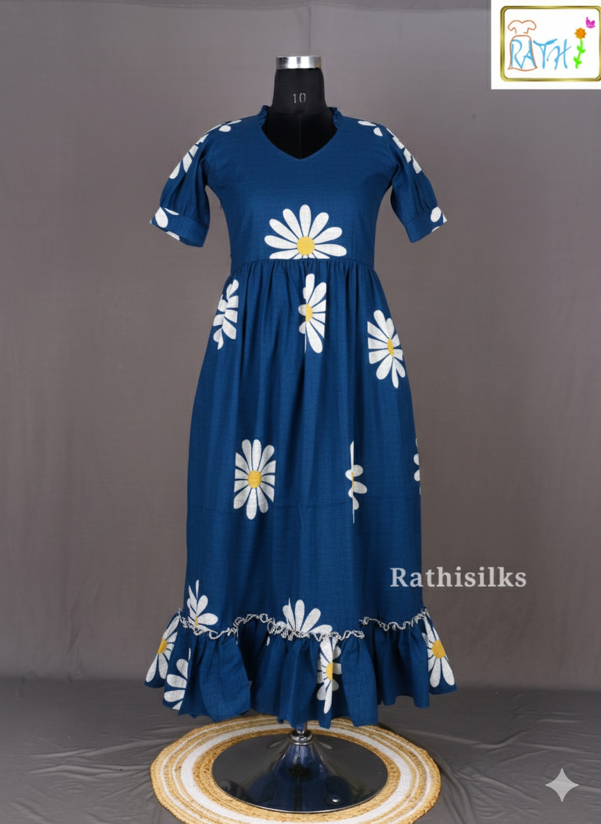 Print Cotton Long Gown
