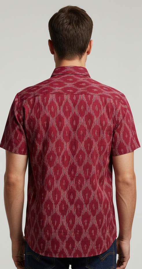 Men’s Traditional Ikath Printed Half Sleeve Shirt. Men's Shirt