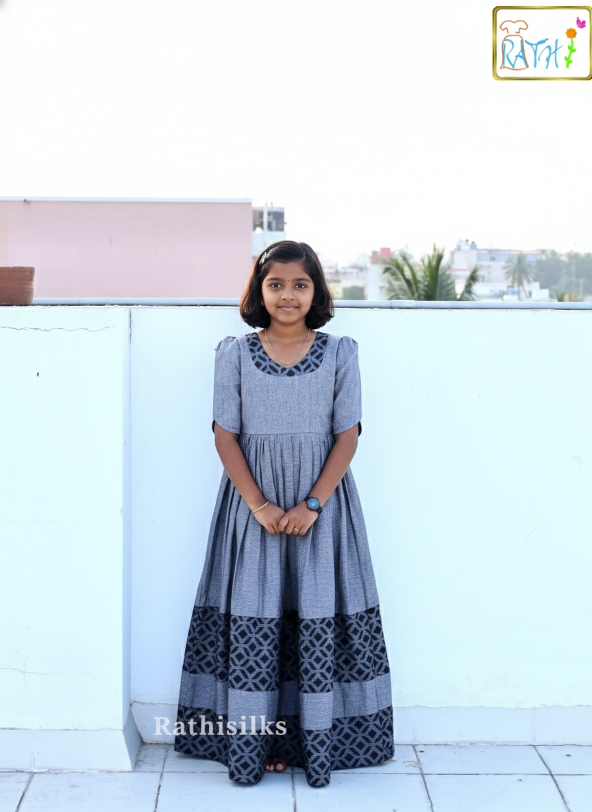 Kids Pink Cotton Long Gown