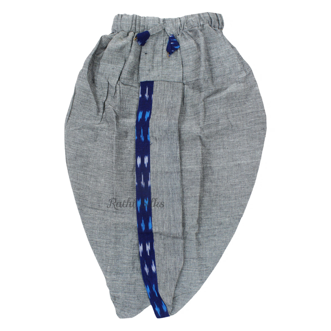 Boys Ikat Cotton Printed Panjagajam Set – Navy Blue &amp; Grey