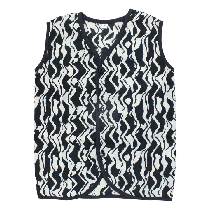 Boys Ikat Cotton Printed Panjagajam Set – Black &amp; White