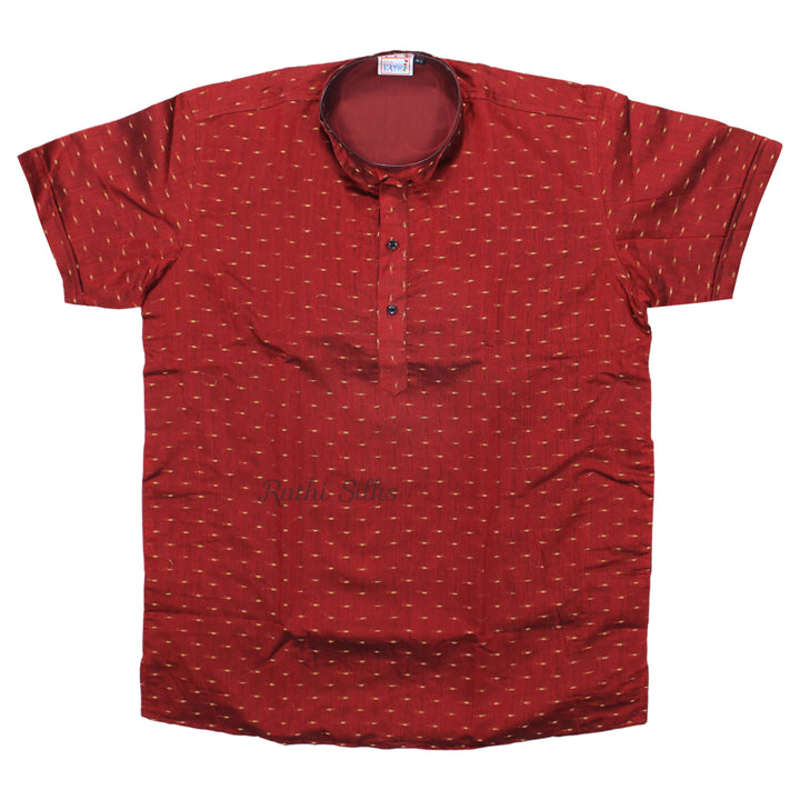 Men’s Traditional Chanderi Cotton Printed Half Sleeve Kurta