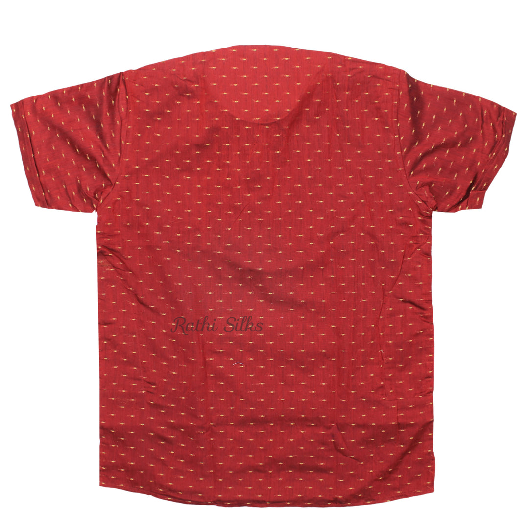 Men’s Traditional Chanderi Cotton Printed Half Sleeve Kurta