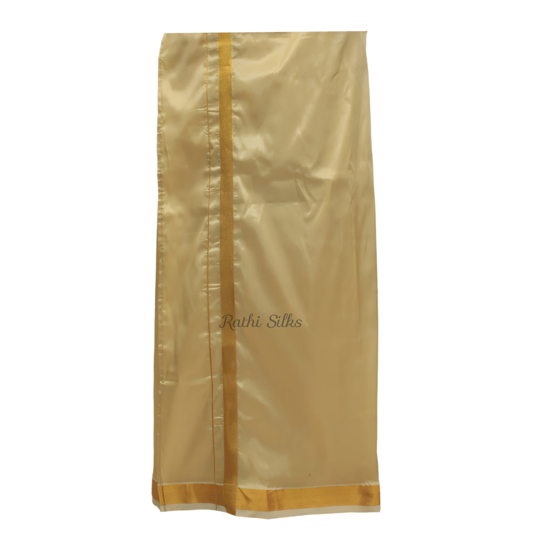 Men’s Traditional Art Silk Dhoti Set with Shirt &amp; Angavastram. MEN'S Dhoti shirt