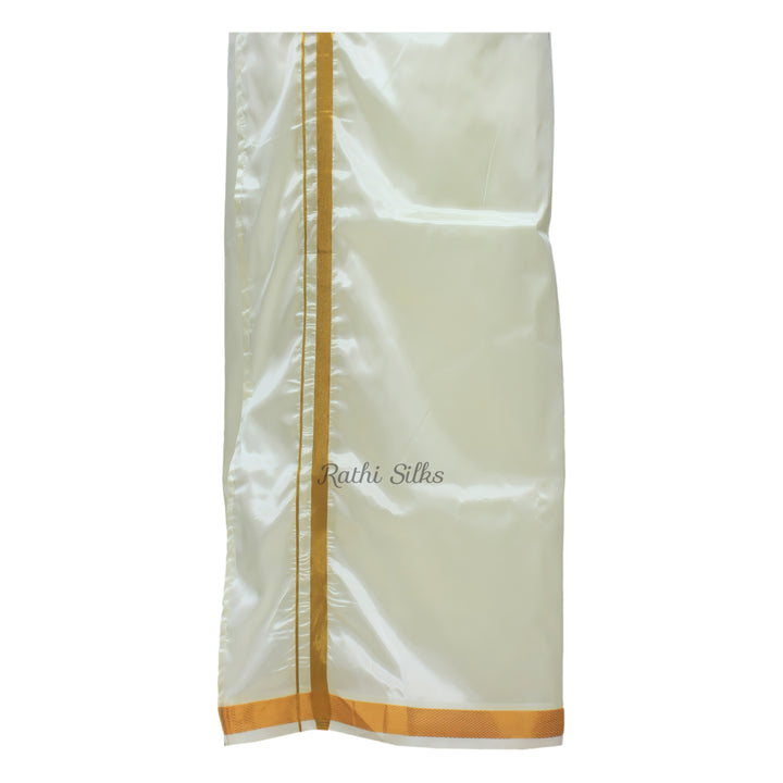 Men’s Traditional Art Silk Dhoti Set with Shirt &amp; Angavastram. MEN'S Dhoti shirt