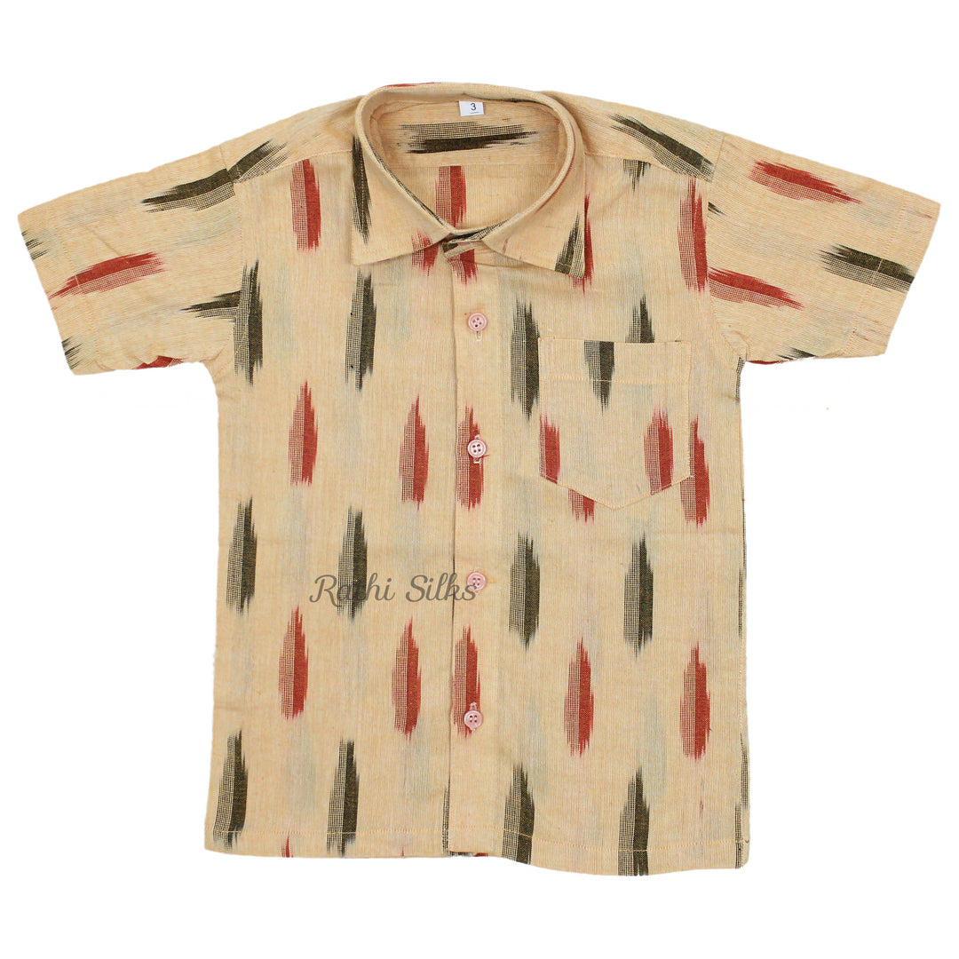 Boys Ikat Cotton Printed Kurta – Beige. Boys Kurta