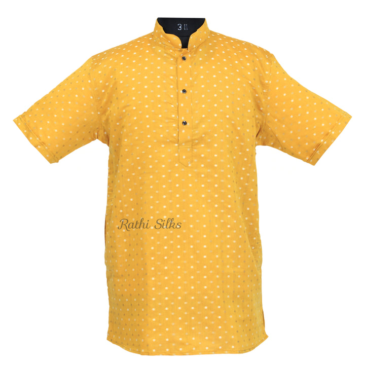 Men’s Traditional Chanderi Cotton Printed Half Sleeve Kurta