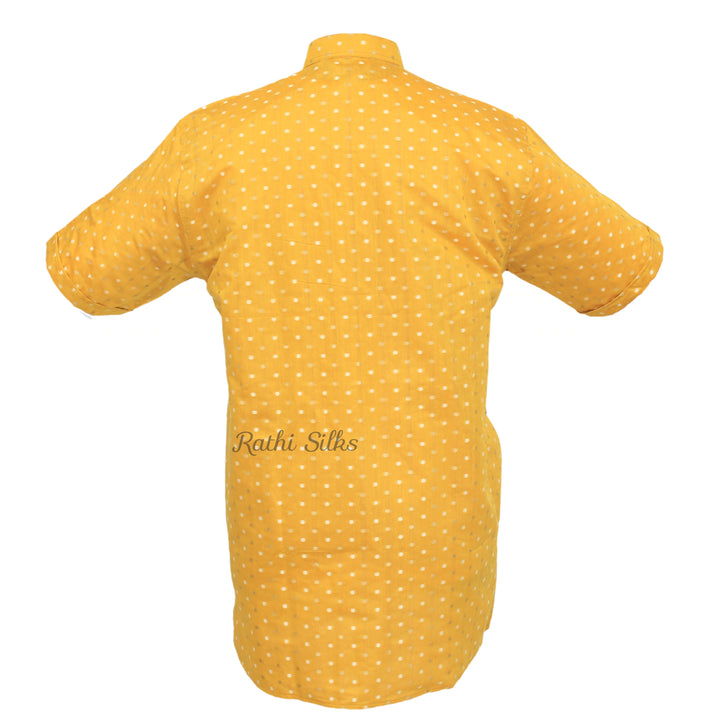 Men’s Traditional Chanderi Cotton Printed Half Sleeve Kurta