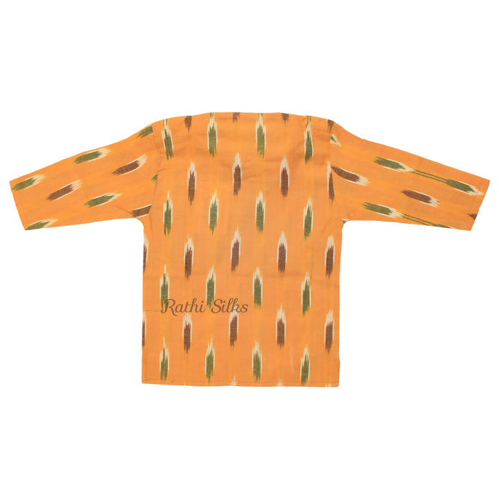 Boys Ikat Cotton Printed Kurta – Mustard Yellow. Boys Kurta