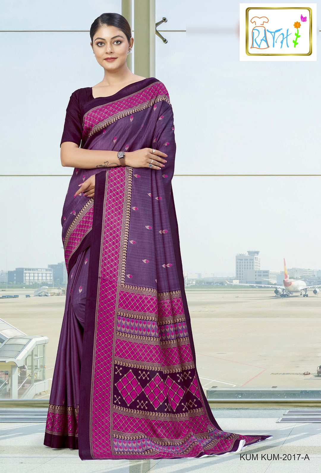Rathi Silks — Yamuna uniform saree, plum