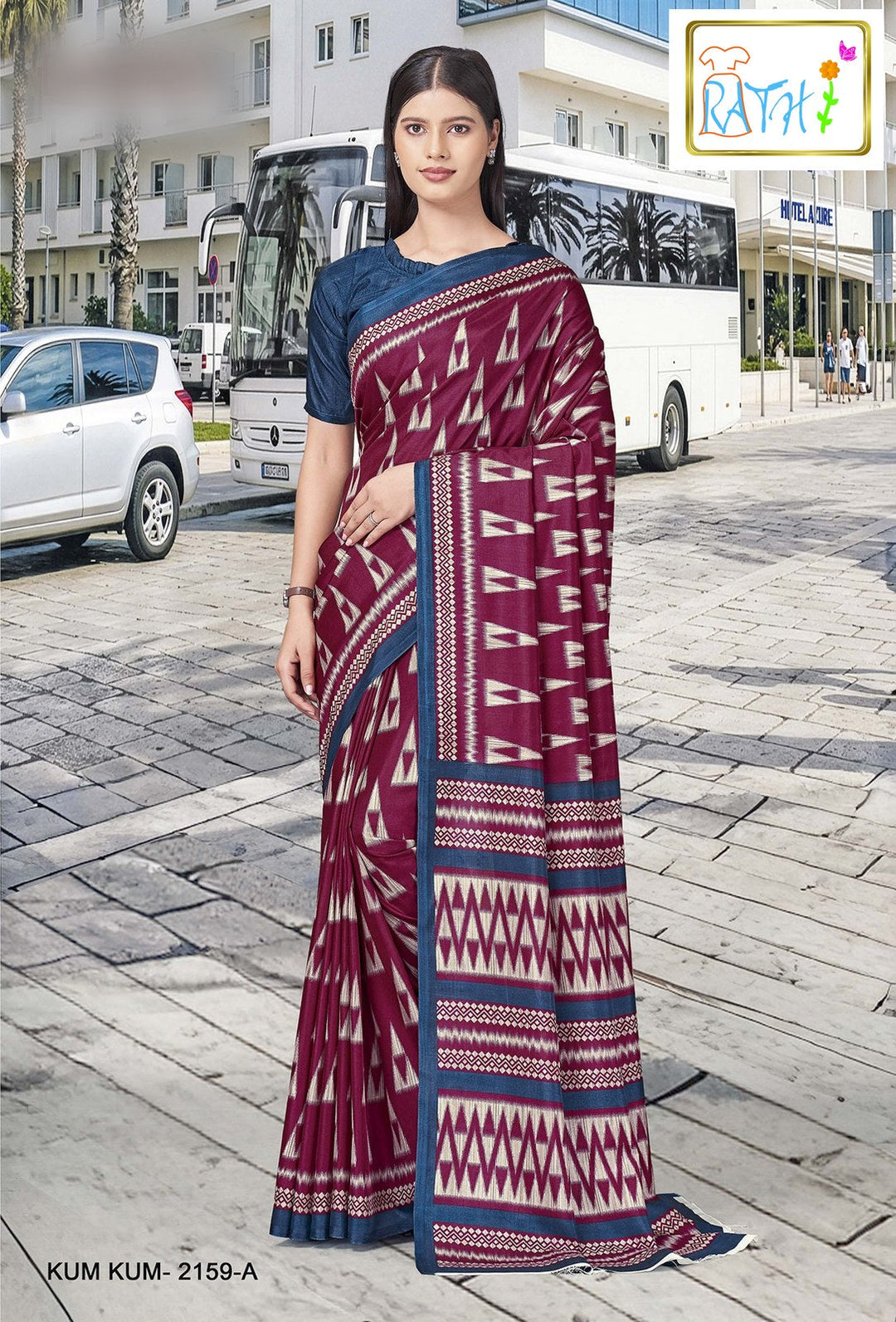 Rathi Silks — Sivagami uniform saree, magenta wine