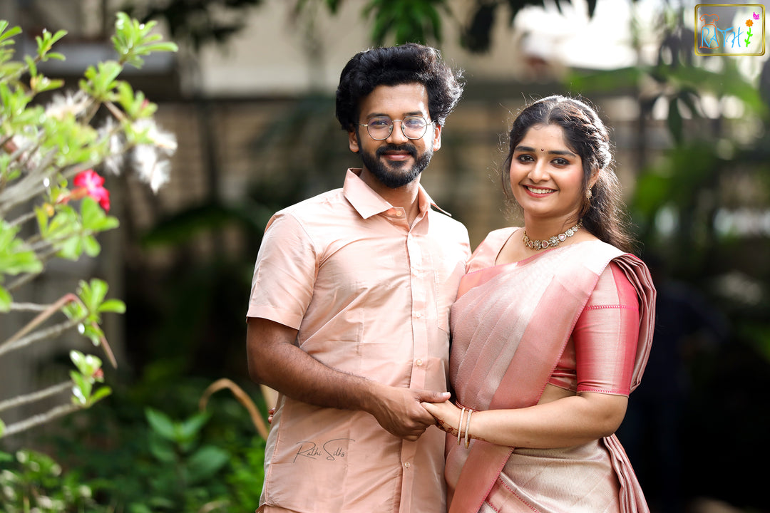 Blush Peach Art Silk Couple Combo