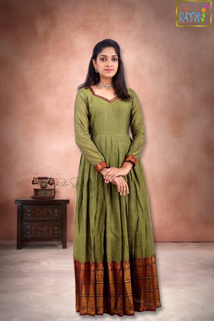 Olive Green Anarkali Gown