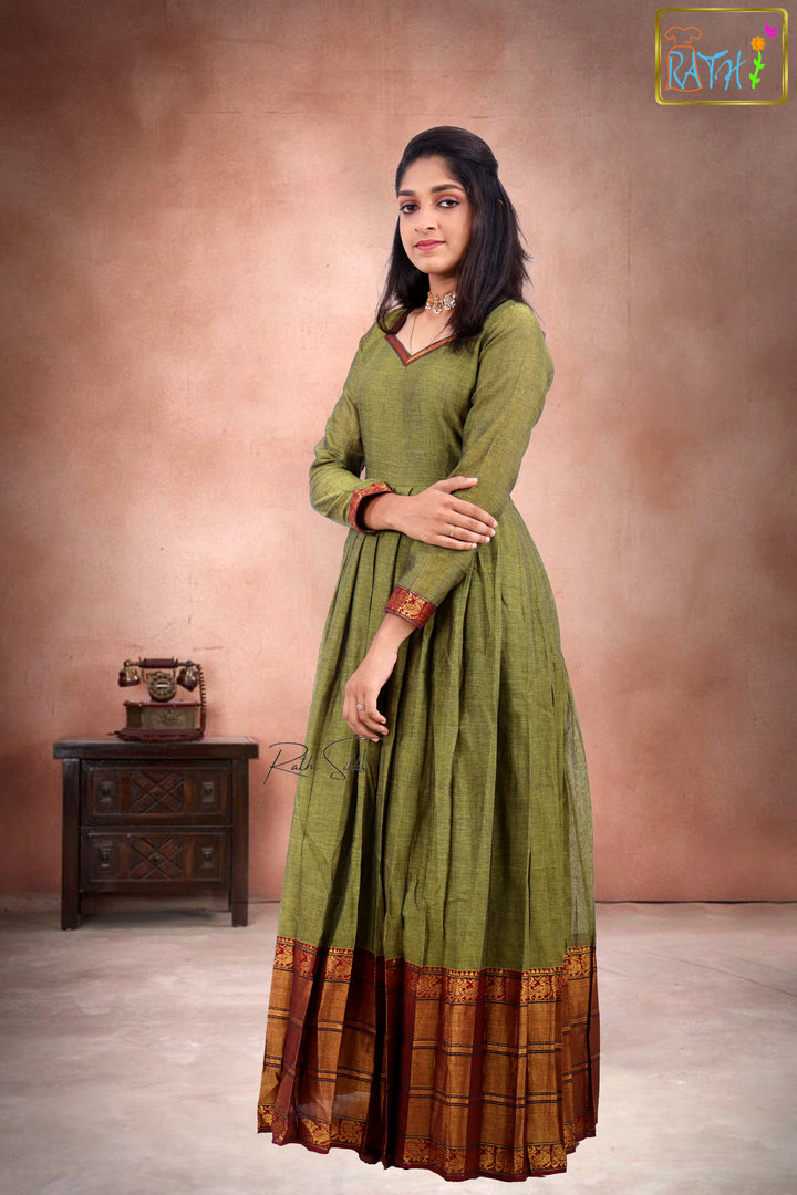 Olive Green Anarkali Gown