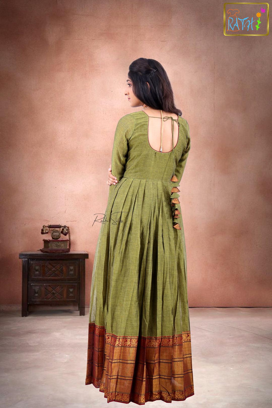 Olive Green Anarkali Gown