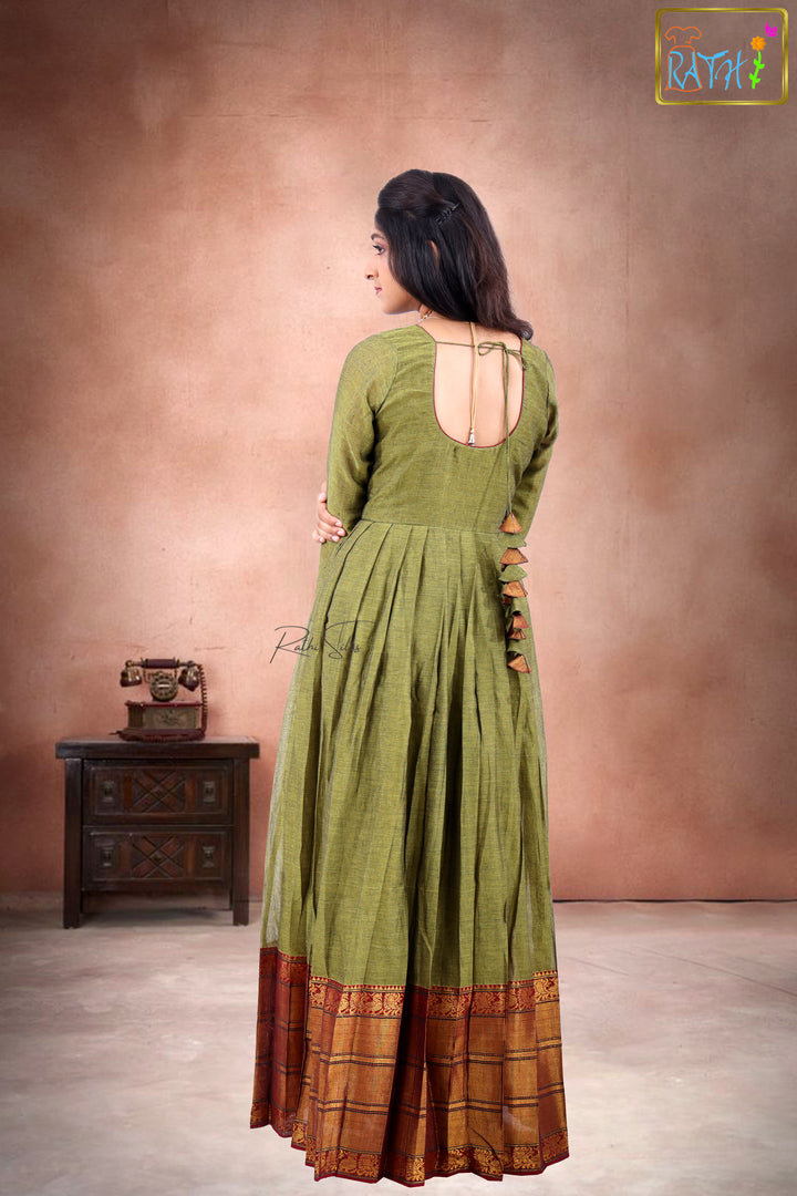Olive Green Anarkali Gown