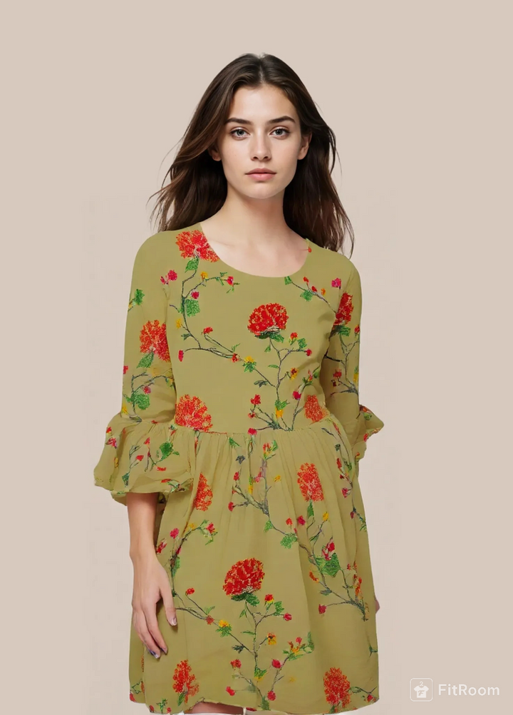 Rayon Embroidered Cotton Kurta Top