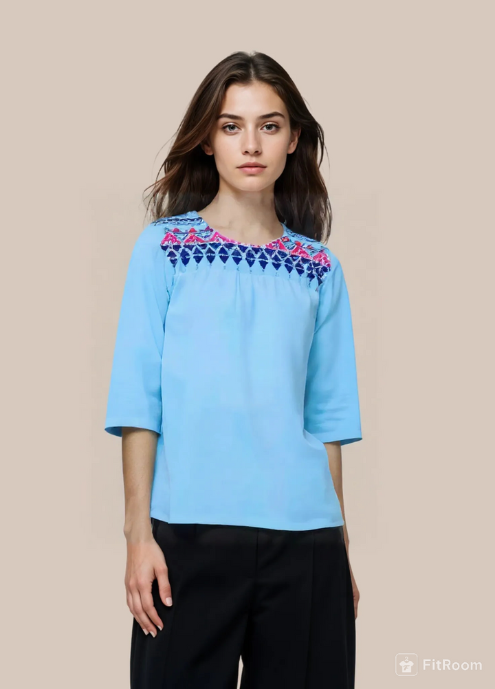 Rayon Embroidered Cotton Kurta Top
