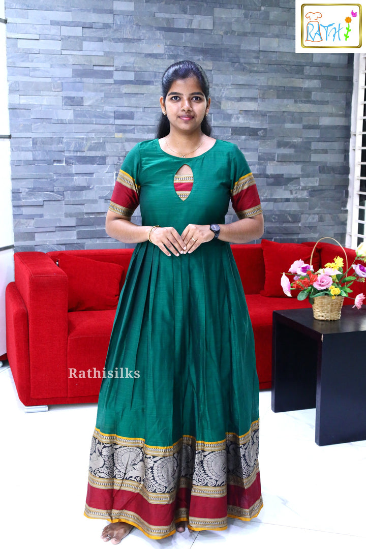 Chettinadu Cotton Zari Border Long Ethnic Gown