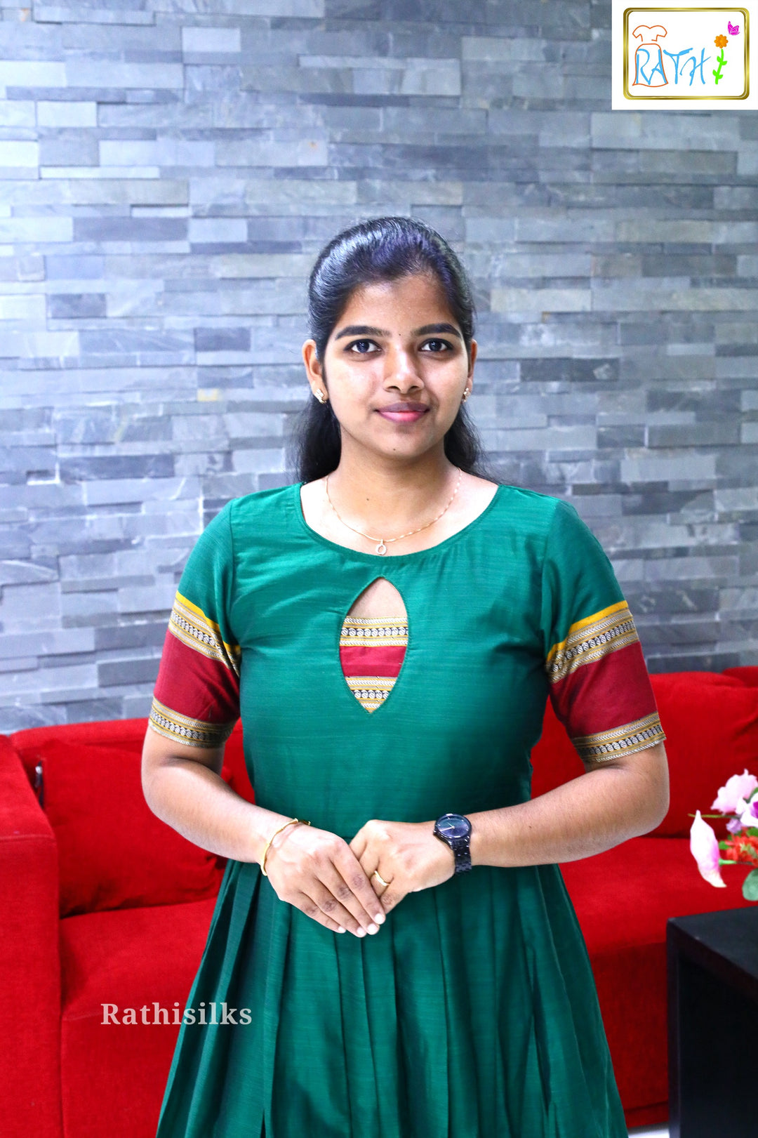 Chettinadu Cotton Zari Border Long Ethnic Gown