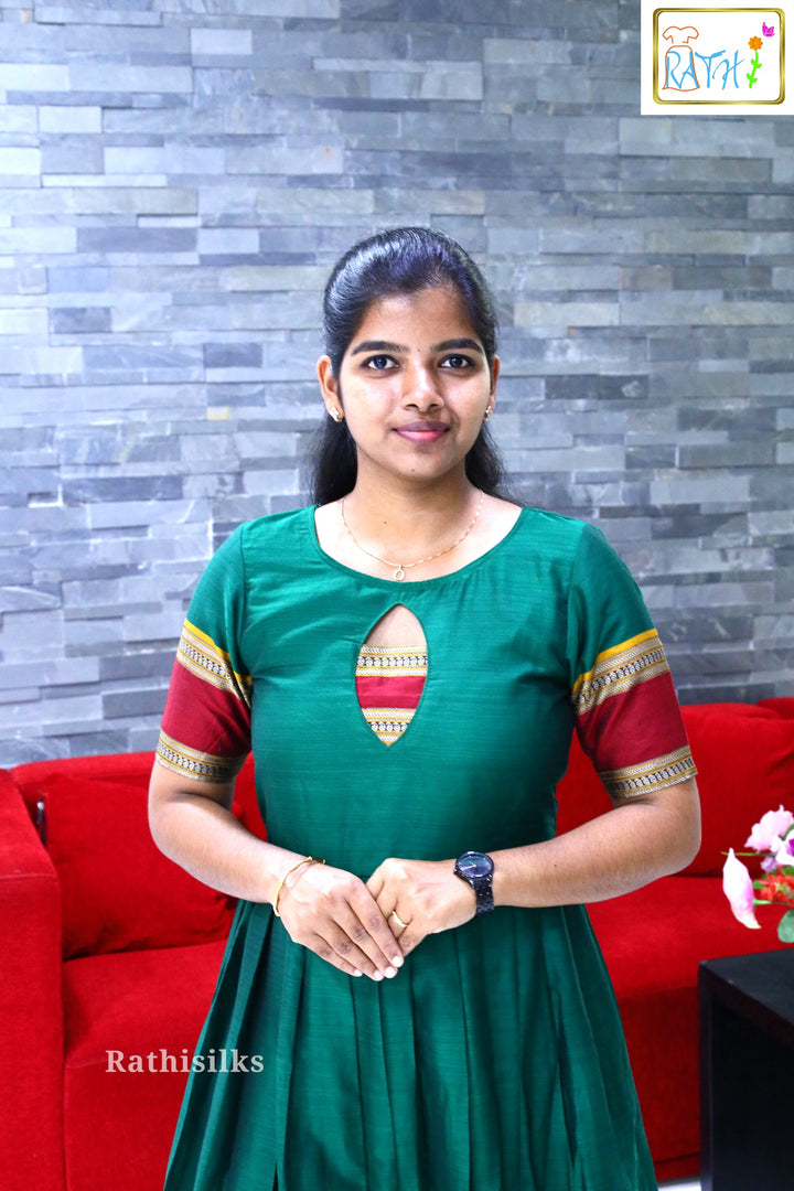 Chettinadu Cotton Zari Border Long Ethnic Gown