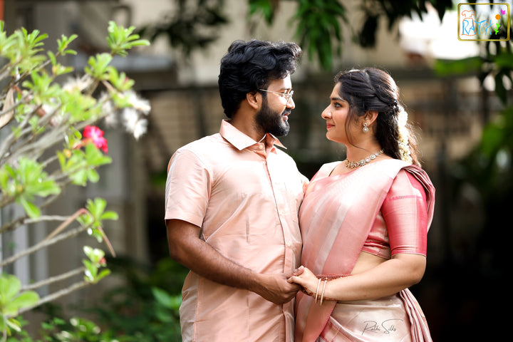 Blush Peach Art Silk Couple Combo