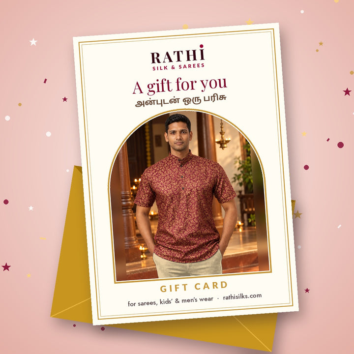 Gift card design: men's maroon kurta
