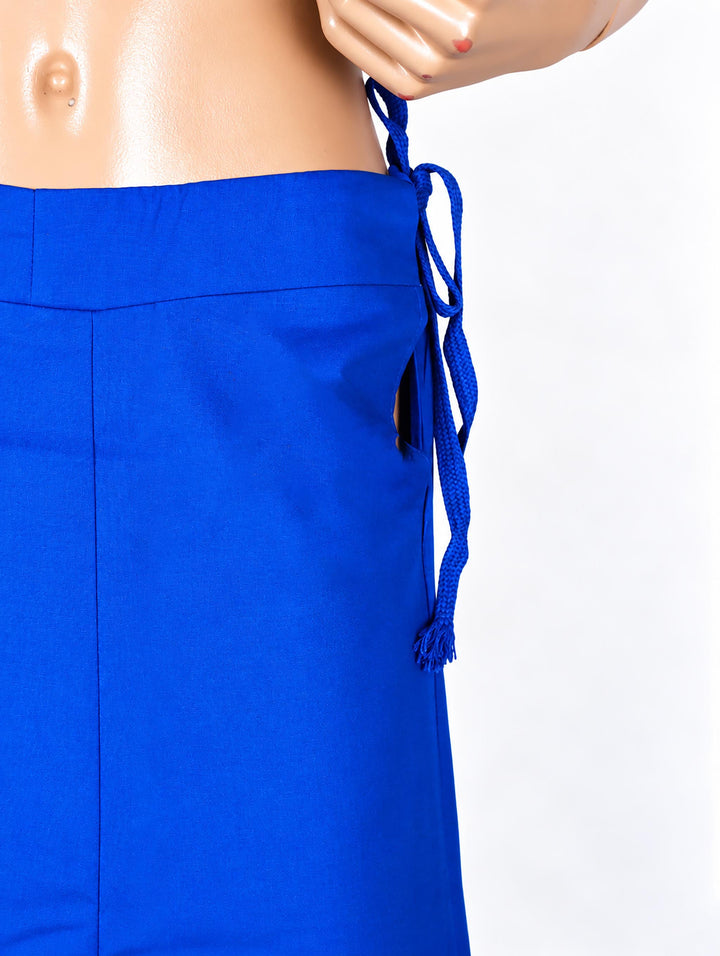 Blue cotton saree petticoat, drawstring waist #colour_blue