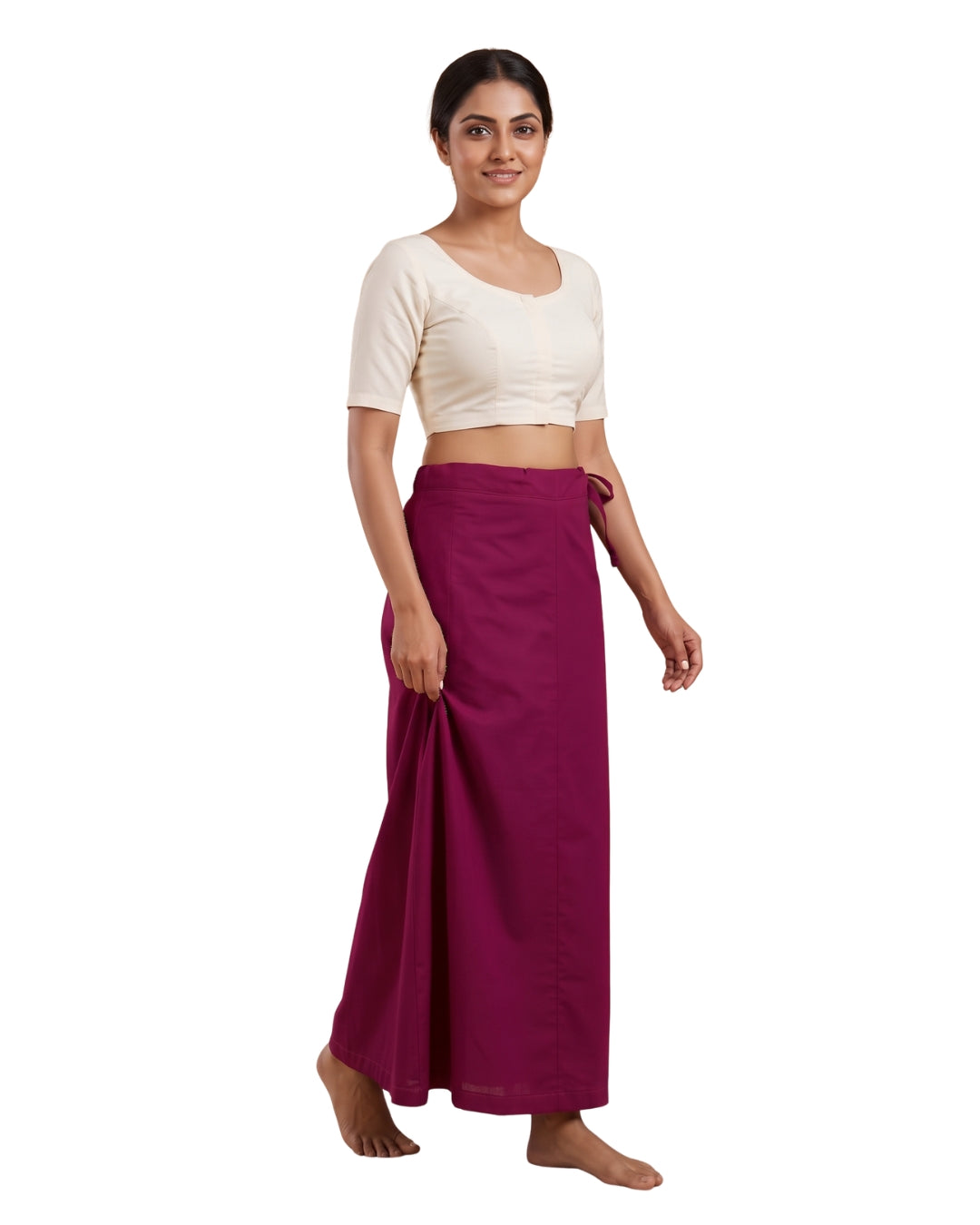Dark Pink cotton saree petticoat #colour_dark-pink
