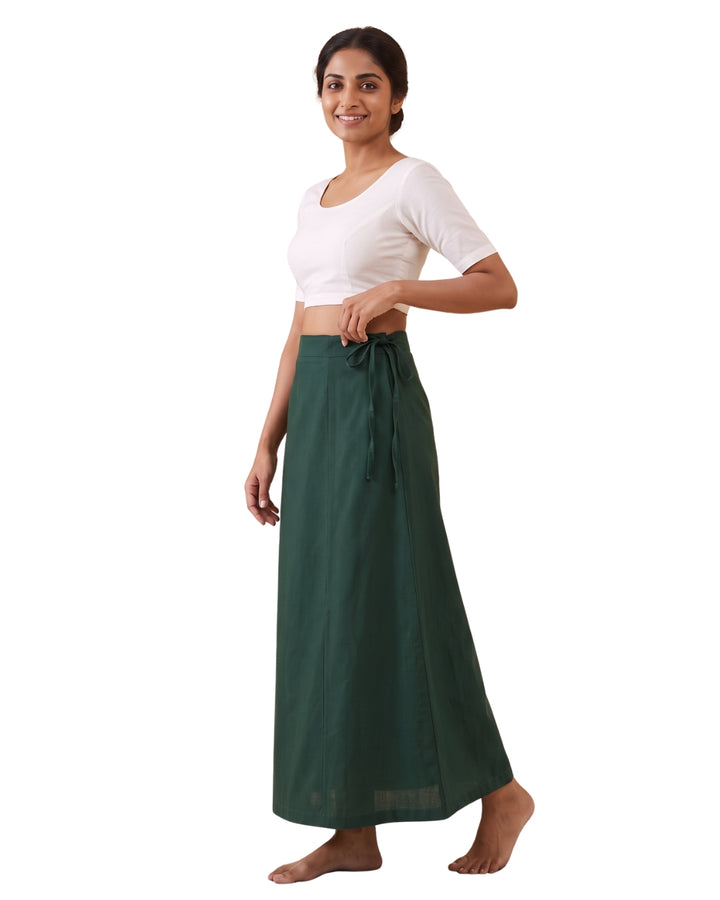Green cotton saree petticoat #colour_green