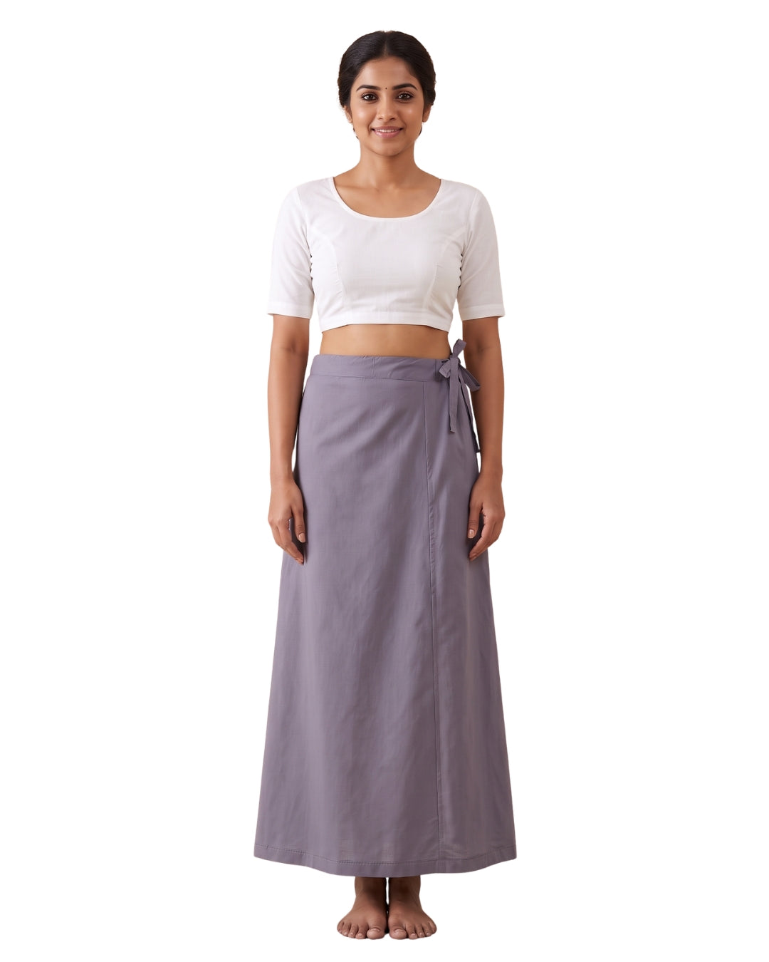 Grey cotton saree petticoat #colour_grey