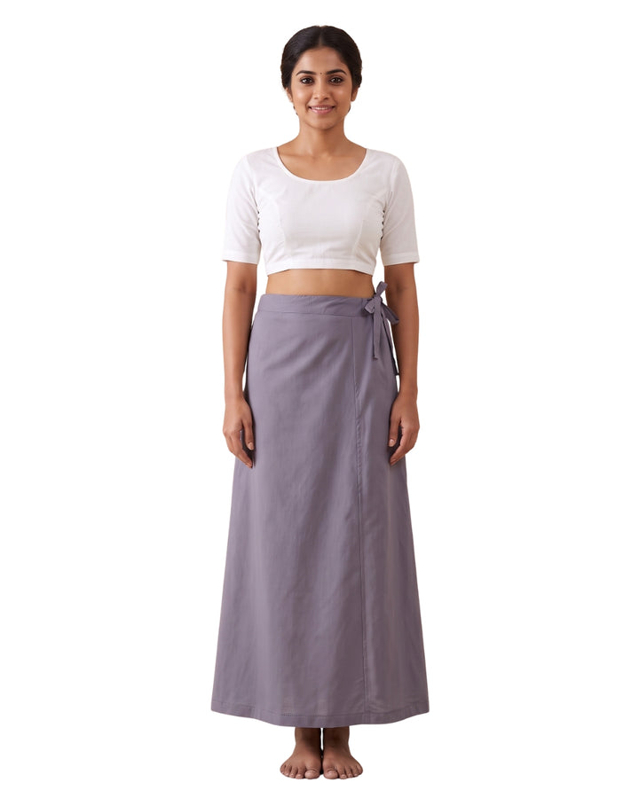 Grey cotton saree petticoat #colour_grey