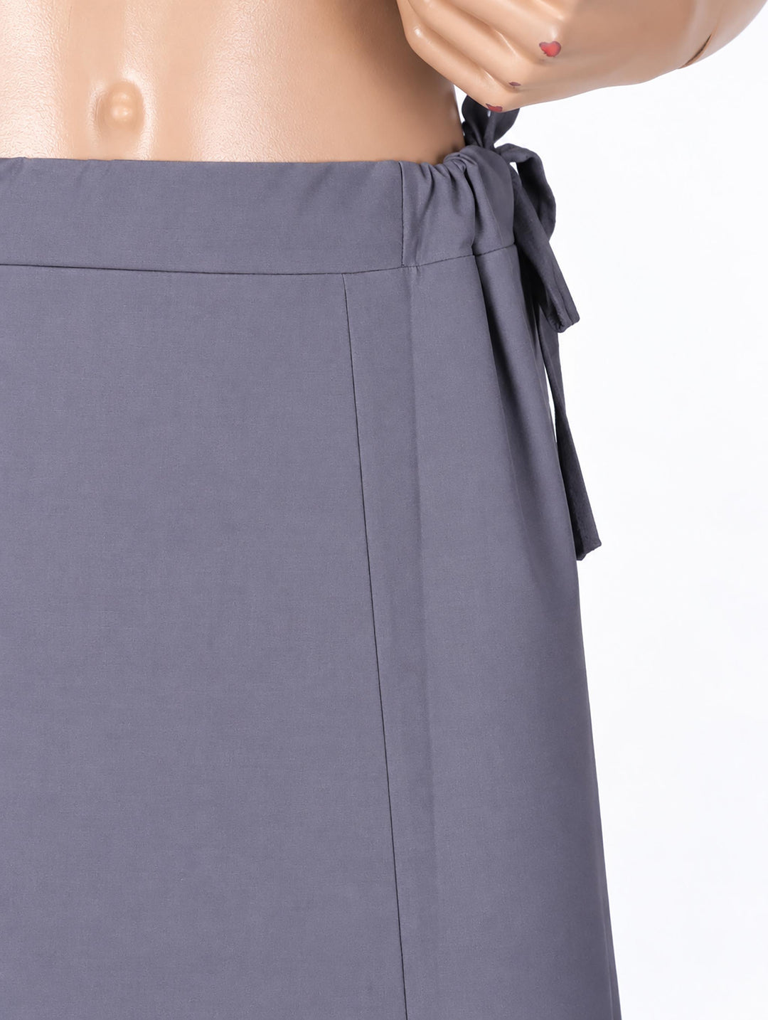 Grey cotton saree petticoat, drawstring waist #colour_grey