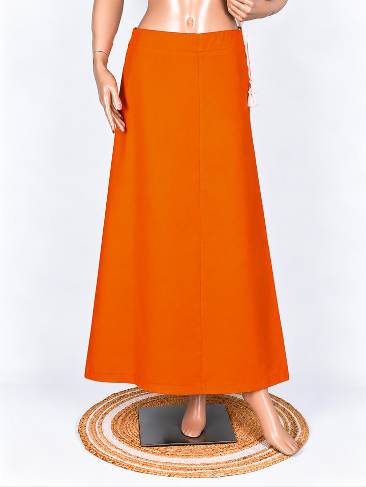 Orange cotton saree petticoat, full length #colour_orange