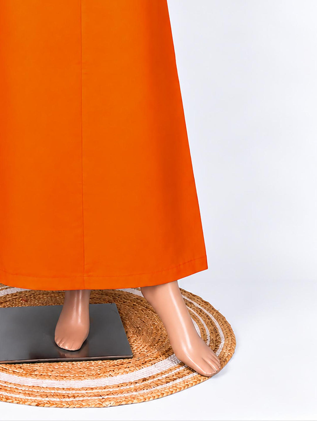 Orange cotton saree petticoat, hem #colour_orange