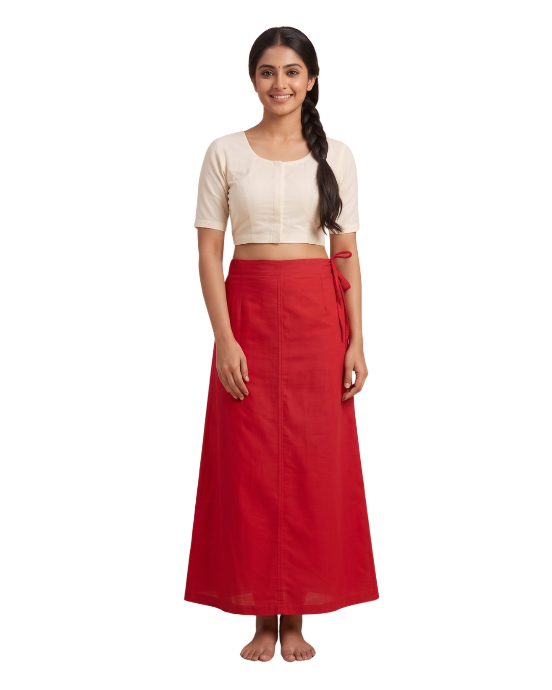 Red cotton saree petticoat #colour_red