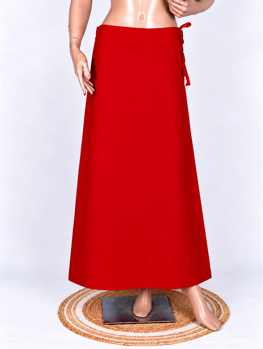 Red cotton saree petticoat, full length #colour_red