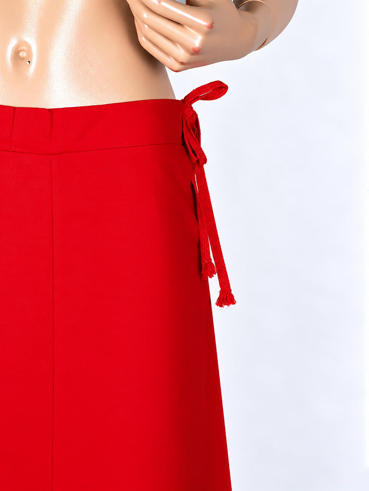 Red cotton saree petticoat, drawstring waist #colour_red