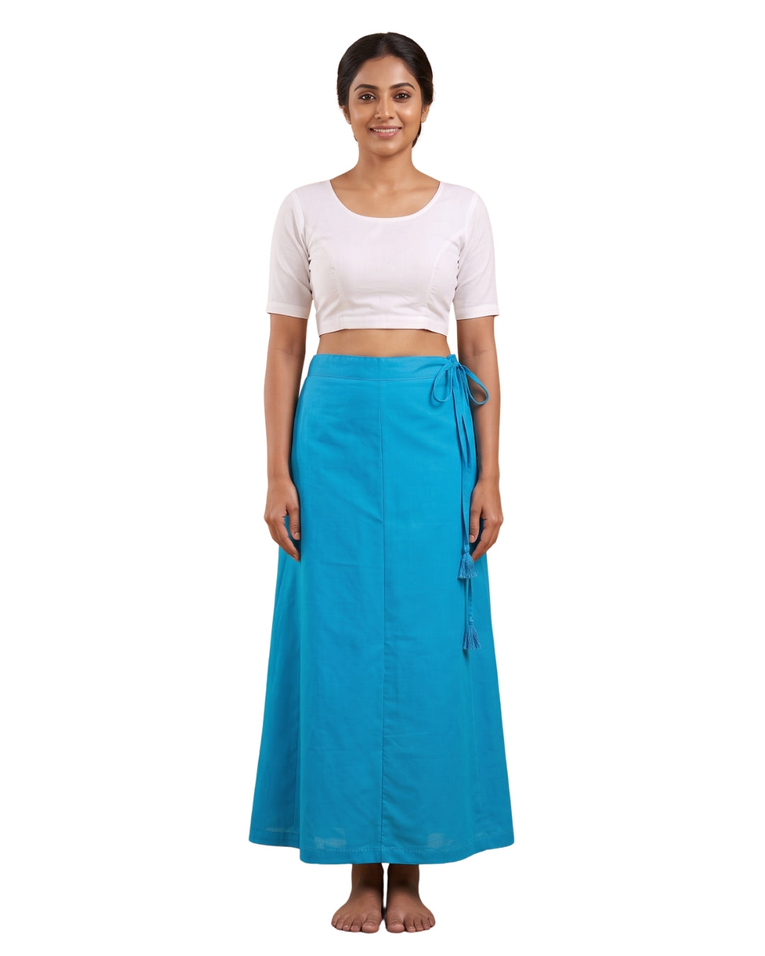 Sky Blue cotton saree petticoat #colour_sky-blue