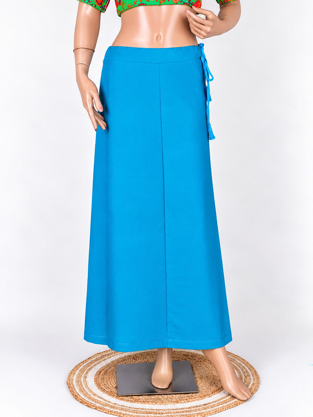 Sky Blue cotton saree petticoat, full length #colour_sky-blue